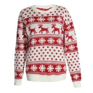Rendier/Sneeuwvlok Kersttrui (Wit/Rood)