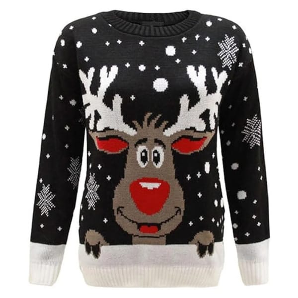 Rudolf-Kersttrui-Zwart - christmas-shop.nl Rudolf Kersttrui Zwart