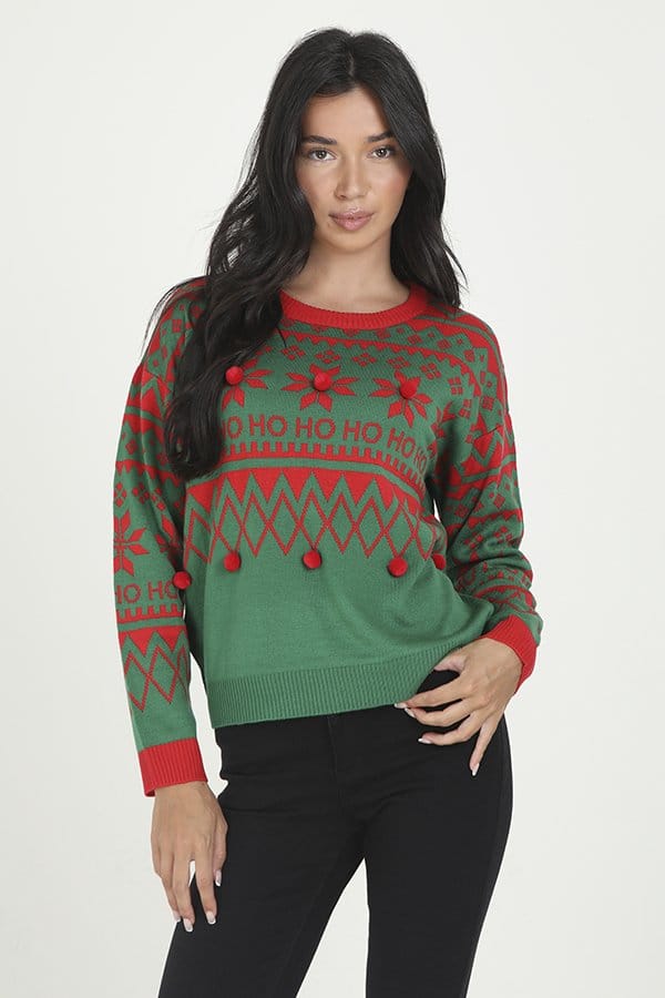 Ho Ho Ho Groen Kersttrui - christmas-shop.nl Ho Ho Ho Groen Kersttrui