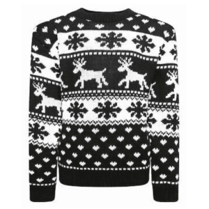Rendier/Sneeuwvlok Kersttrui (Zwart/Wit)