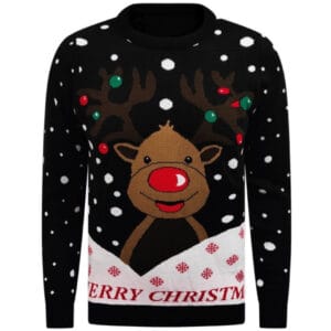 Merry Christmas Rudolph Kersttrui Zwart