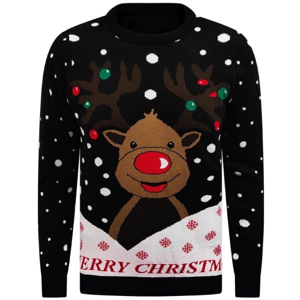 Merry Christmas Rudolph Kersttrui Zwart - christmas-shop.nl Merry Christmas Rudolph Kersttrui Zwart