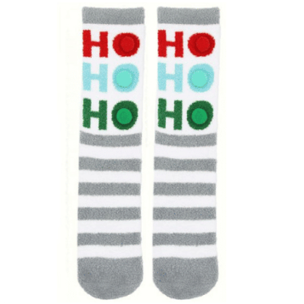 3D-Ho-Ho-Ho-Sokken - christmas-shop.nl Ho Ho Ho 3D Dames Kerstokken met PomPoms